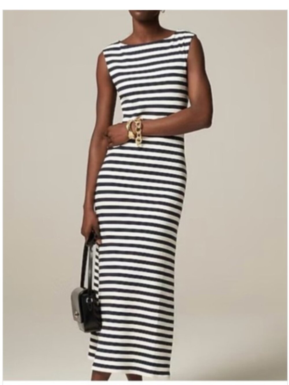 J. Crew Ribbed Knit boatneck midi dress in stripes Size Small NWT